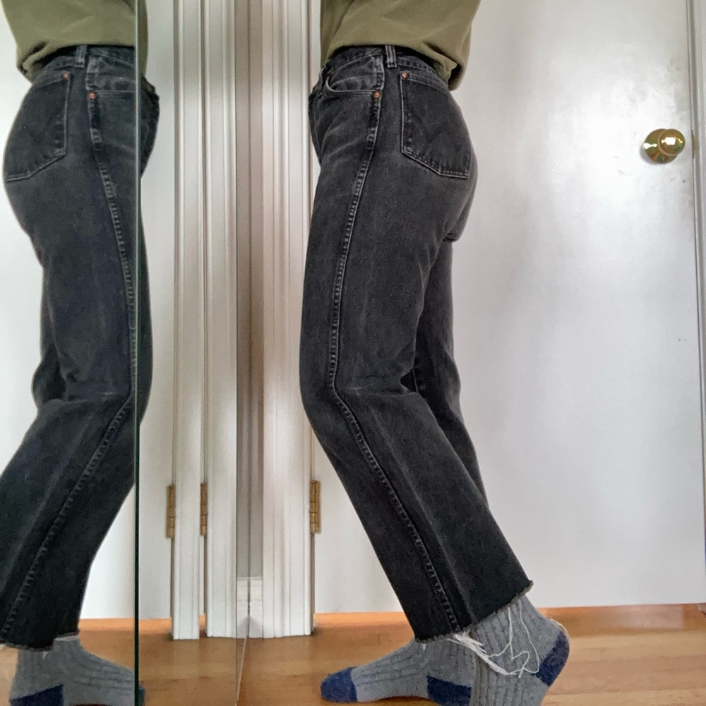 Vintage Black Wrangler Raw Hem Cowboy Jeans